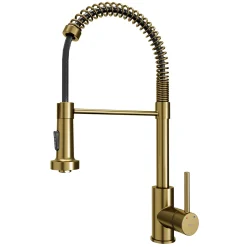 Karran Loxton 1.8 GPM Single Lever Handle Lead-free Brass ADA Touchless Kitchen Faucet, Pull-Down, Brushed Gold, KKF228BG