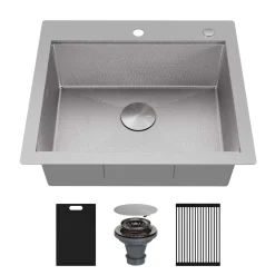 Karran Matrix 25" Drop In/Topmount Stainless Steel Workstation Kitchen Sink with Accessories, 16 Gauge, HST2522SBSS
