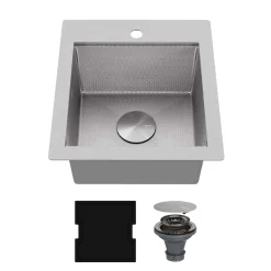 Karran Matrix 17" Drop In/Topmount Stainless Steel Workstation Kitchen Sink with Accessories, 16 Gauge, HST1719SBSS