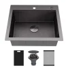 Karran Matrix 25" Drop In/Topmount Stainless Steel Workstation Kitchen Sink with Accessories, Gunmetal Grey, 16 Gauge, HST2522SBGG