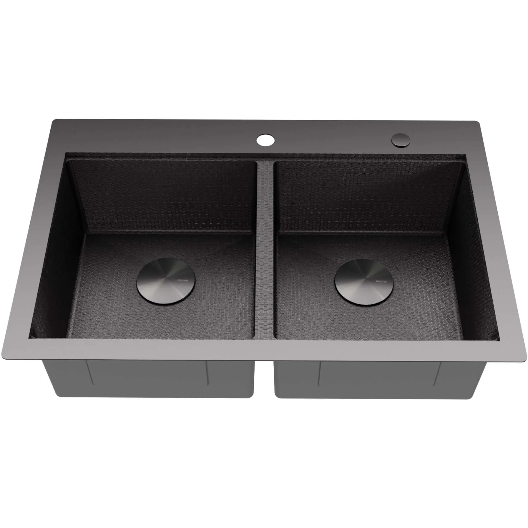 Karran Matrix 33" Drop In/Topmount Stainless Steel Workstation Kitchen Sink with Accessories, 50/50 Double Bowl, Gunmetal Grey, 16 Gauge, HST3322DBGG