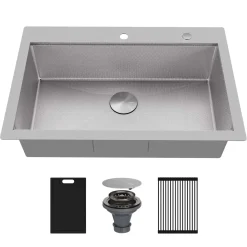 Karran Matrix 33" Drop In/Topmount Stainless Steel Workstation Kitchen Sink with Accessories, 16 Gauge, HST3322SBSS