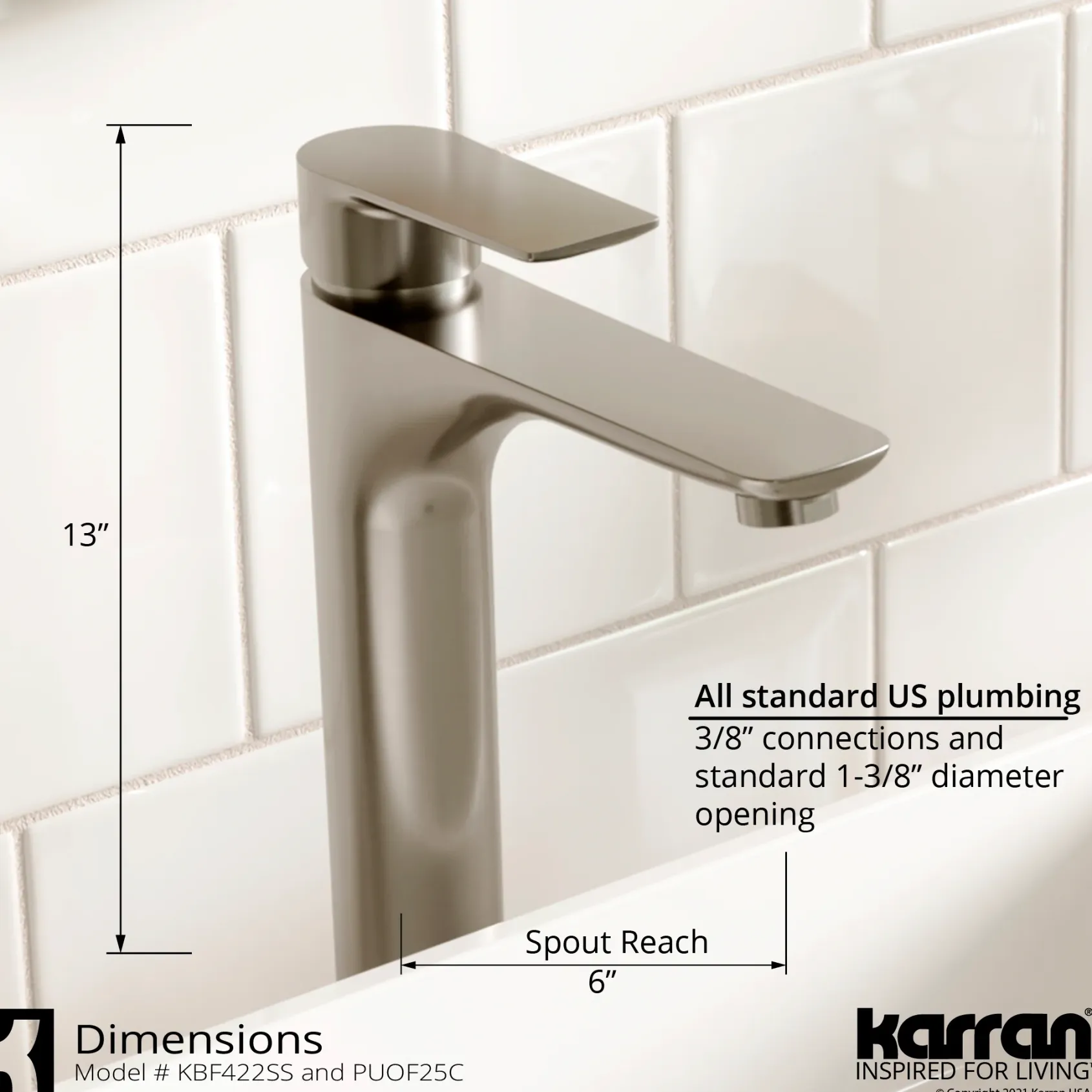 Karran Quattro 18" x 14.5" Rectangular Vessel Acrylic Solid Surface ADA Bathroom Sink with Stainless Steel Faucet and Accessories, White, QM172WH422SS
