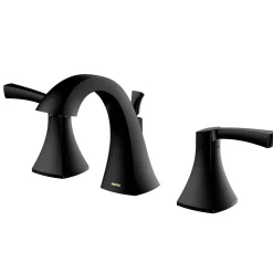 Karran Randburg 1.2 GPM Double Lever Handle Lead-free Brass ADA Bathroom Faucet, Widespread, Matte Black, KBF524MB