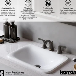 Karran Randburg 1.2 GPM Double Lever Handle Lead-free Brass ADA Bathroom Faucet, Widespread, Matte Black, KBF524MB