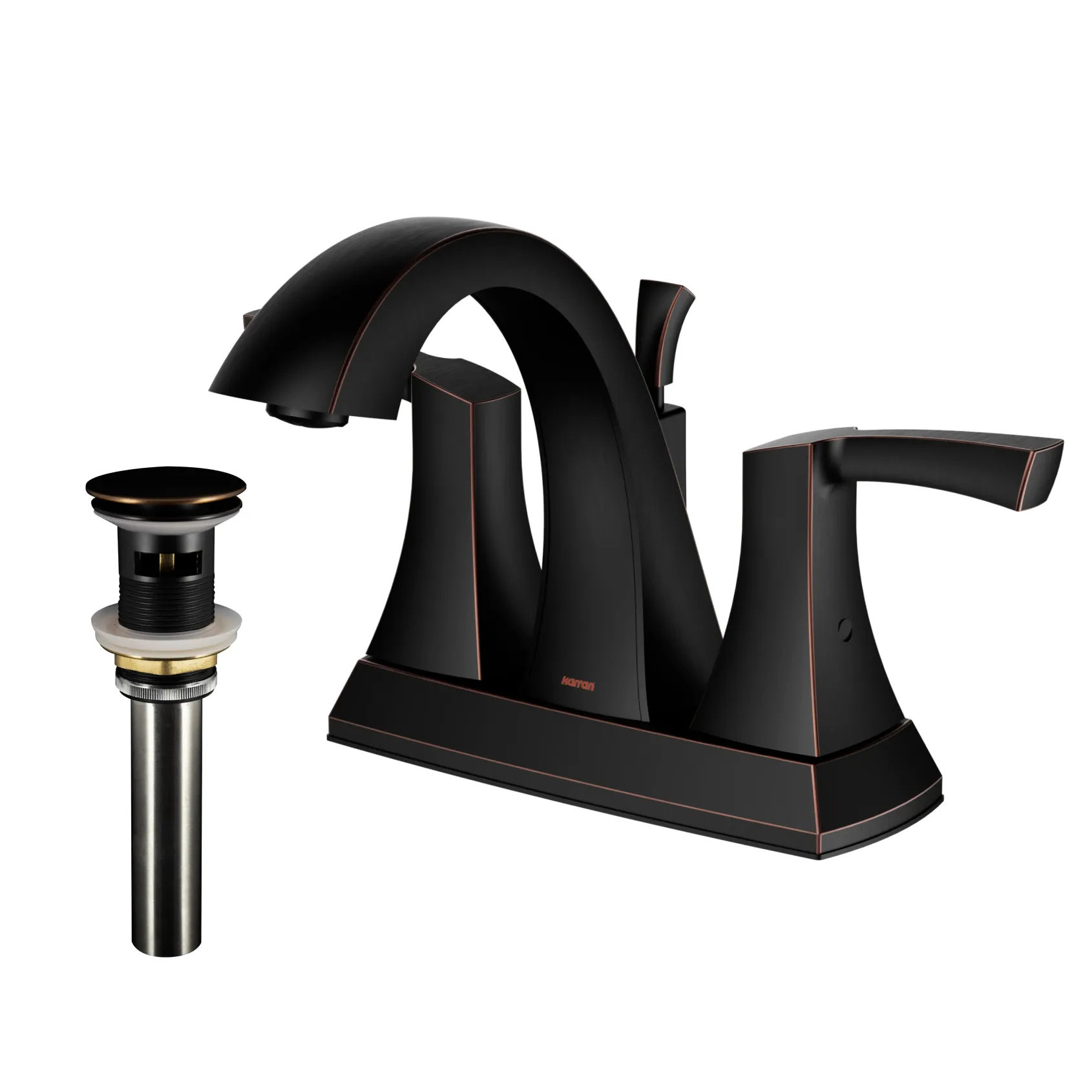 Karran Randburg 1.2 GPM Double Lever Handle Lead-free Brass ADA Bathroom Faucet, Centerset, Oil Rubbed Bronze, KBF526ORB