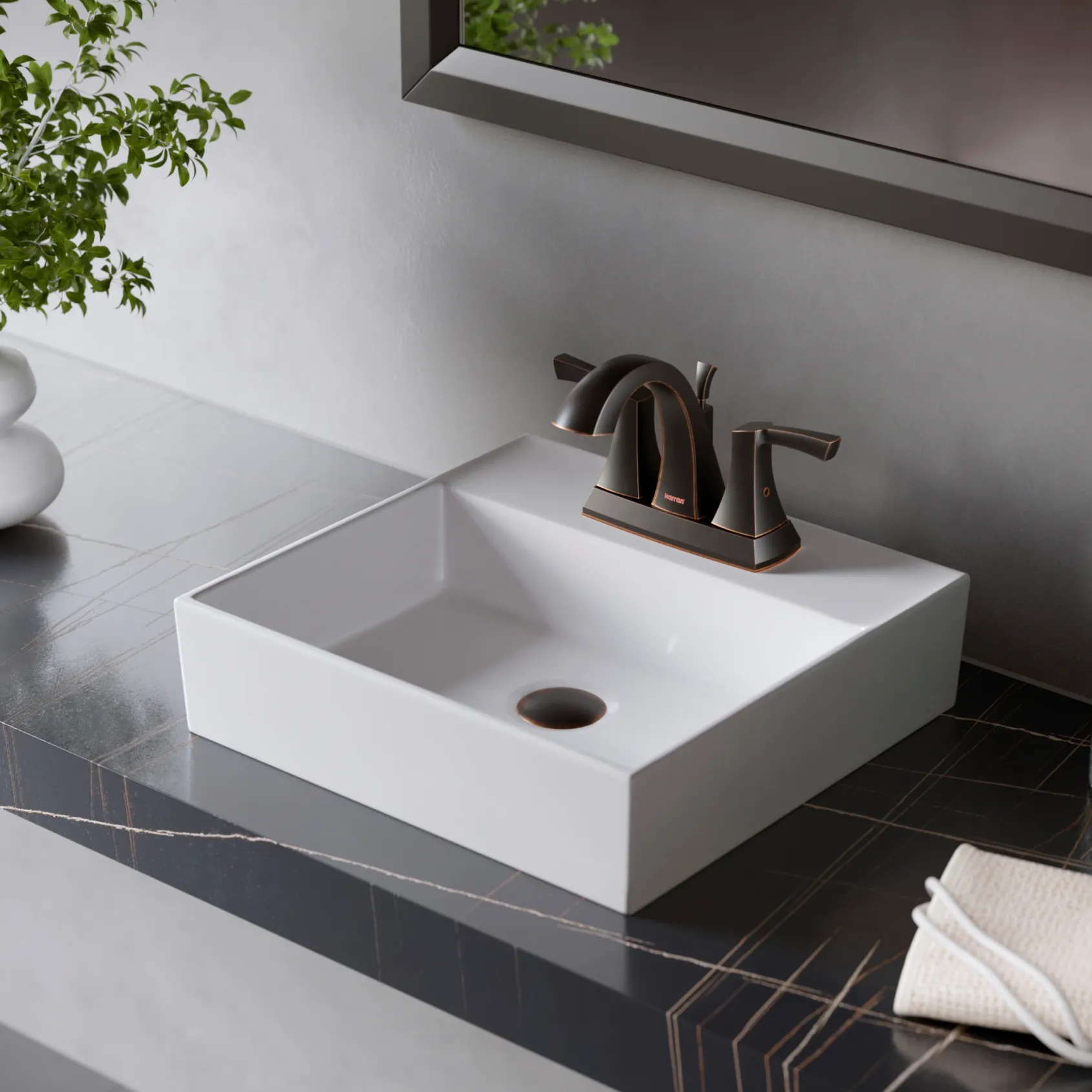Karran Randburg 1.2 GPM Double Lever Handle Lead-free Brass ADA Bathroom Faucet, Centerset, Oil Rubbed Bronze, KBF526ORB