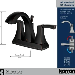 Karran Randburg 1.2 GPM Double Lever Handle Lead-free Brass ADA Bathroom Faucet, Centerset, Oil Rubbed Bronze, KBF526ORB
