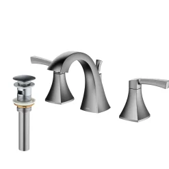 Karran Randburg 1.2 GPM Double Lever Handle Lead-free Brass ADA Bathroom Faucet, Widespread, Stainless Steel, KBF524SS