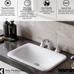 Karran Randburg 1.2 GPM Double Lever Handle Lead-free Brass ADA Bathroom Faucet, Widespread, Stainless Steel, KBF524SS
