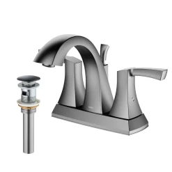 Karran Randburg 1.2 GPM Double Lever Handle Lead-free Brass ADA Bathroom Faucet, Centerset, Stainless Steel, KBF526SS