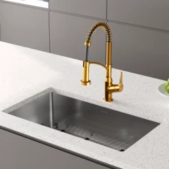 Karran Scottsdale 1.8 GPM Single Lever Handle Lead-free Brass ADA Kitchen Faucet, Pull-Down Kitchen, Gold, KKF210G