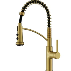 Karran Scottsdale 1.8 GPM Single Lever Lead-free Brass ADA Kitchen Faucet, Pull-Down, Spot-Free Brushed Gold, KKF740SFBG