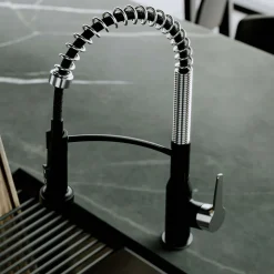 Karran Scottsdale 1.8 GPM Single Lever Handle Lead-free Brass ADA Kitchen Faucet, Pull-Down, Matte Black & Spot-Free Stainless Steel, KKF210MBSFSS