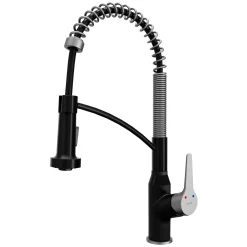 Karran Scottsdale 1.8 GPM Single Lever Handle Lead-free Brass ADA Kitchen Faucet, Pull-Down, Matte Black & Stainless Steel, KKF210MBSS