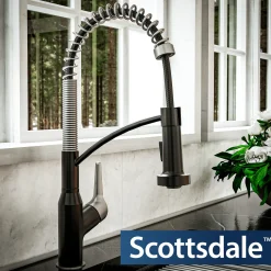 Karran Scottsdale 1.8 GPM Single Lever Handle Lead-free Brass ADA Kitchen Faucet, Pull-Down, Matte Black & Stainless Steel, KKF210MBSS