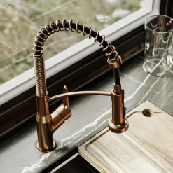 Karran Scottsdale 1.8 GPM Single Lever Handle Lead-free Brass ADA Kitchen Faucet, Pull-Down, Brushed Copper, KKF210BC