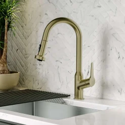 Karran Scottsdale 1.8 GPM Single Lever Handle Lead-free Brass ADA Kitchen Faucet, Pull-Down, Spot-Free Champagne Bronze, KKF250SFCB