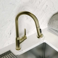 Karran Scottsdale 1.8 GPM Single Lever Handle Lead-free Brass ADA Kitchen Faucet, Pull-Down, Spot-Free Champagne Bronze, KKF250SFCB