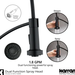 Karran Scottsdale 1.8 GPM Single Lever Handle Lead-free Brass ADA Kitchen Faucet, Pull-Down Kitchen, Matte Black, KKF210SD35MB