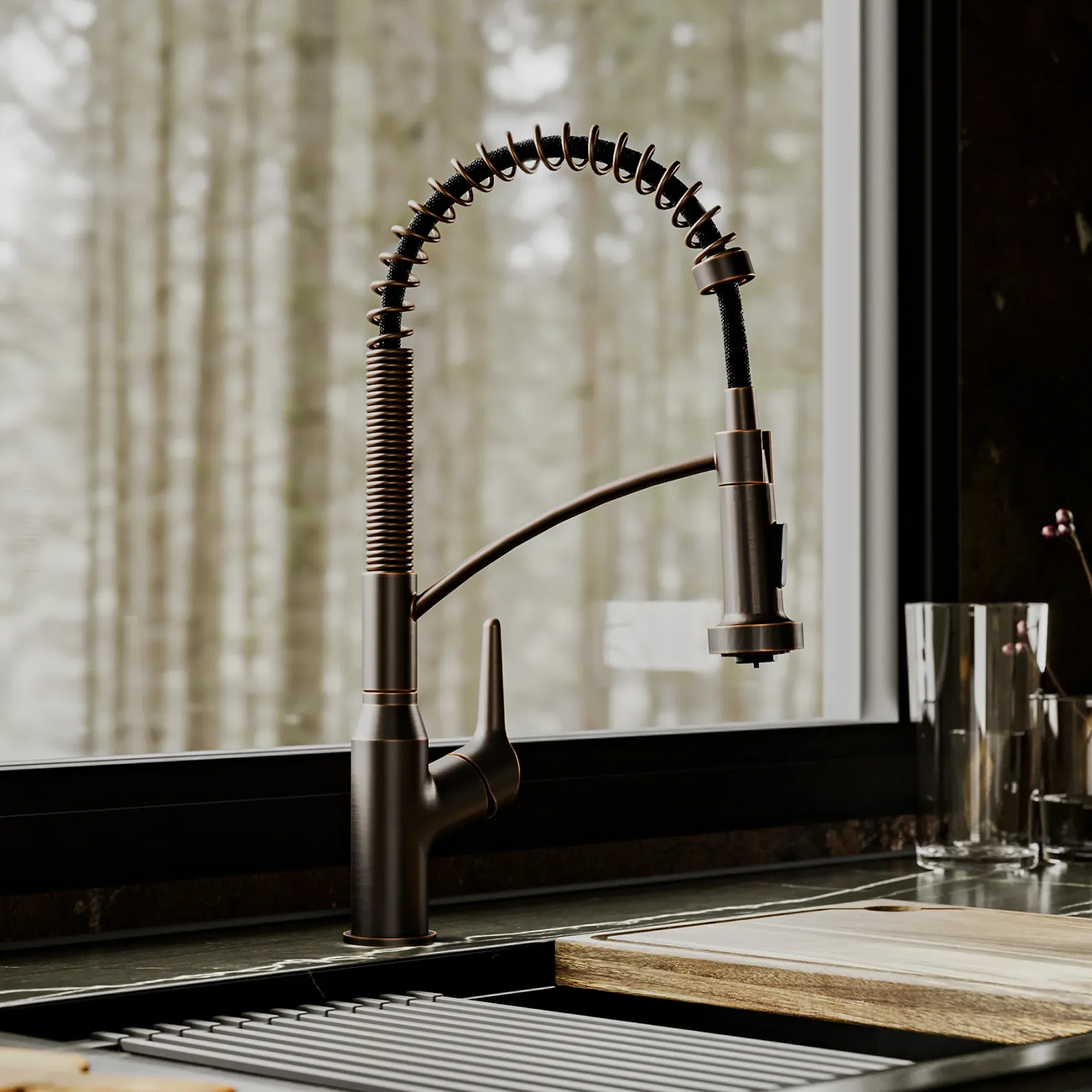 Karran Scottsdale 1.8 GPM Single Lever Handle Lead-free Brass ADA Kitchen Faucet, Pull-Down Kitchen, Oil Rubbed Bronze, KKF210ORB