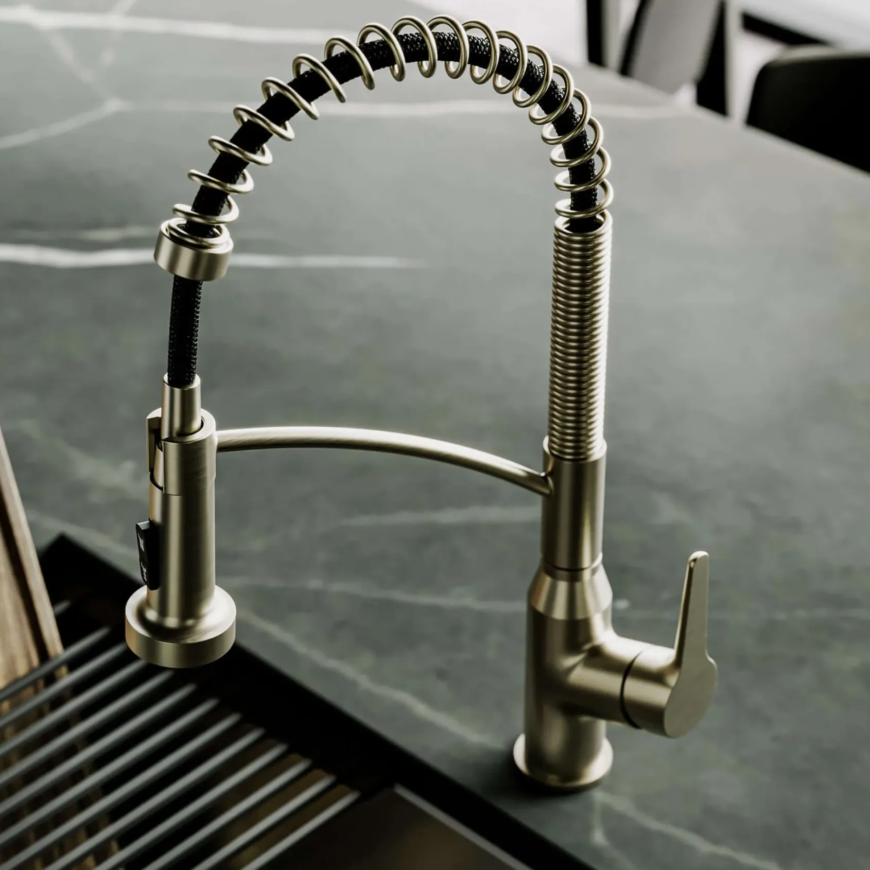Karran Scottsdale 1.8 GPM Single Lever Handle Lead-free Brass ADA Kitchen Faucet, Pull-Down, Spot-Free Champagne Bronze, KKF210SFCB