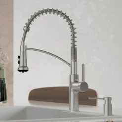 Karran Scottsdale 1.8 GPM Single Lever Lead-free Brass ADA Kitchen Faucet, Pull-Down, Spot Free Stainless Steel, KKF740SFSS