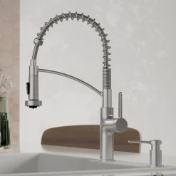 Karran Scottsdale 1.8 GPM Single Lever Lead-free Brass ADA Kitchen Faucet, Pull-Down, Spot Free Stainless Steel, KKF740SFSS