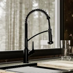 Karran Scottsdale Single Lever Handle Lead-free Brass ADA Kitchen Faucet, Pull Down, Matte Black, KKF210MB