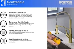 Karran Scottsdale Single Lever Handle Lead-free Brass ADA Kitchen Faucet, Pull Down, Brushed Gold, KKF210BG