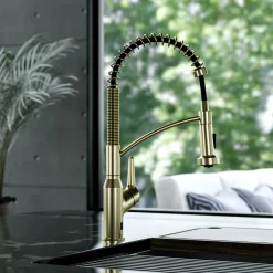 Karran Scottsdale Touchless Pull-Down Kitchen Faucet, Spot-Free Brushed Gold, Brass, KKF215SFBG