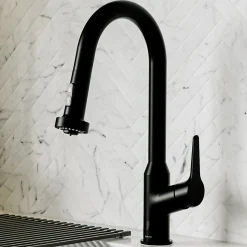 Karran Scottsdale Touchless Pull-Down Kitchen Faucet, Matte Black, Brass, KKF255MB