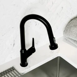 Karran Scottsdale Touchless Pull-Down Kitchen Faucet, Matte Black, Brass, KKF255MB