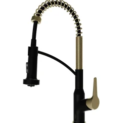 Karran Scottsdale Touchless Pull-Down Kitchen Faucet, Matte Black & Brushed Gold, Brass, KKF215MBSFBG