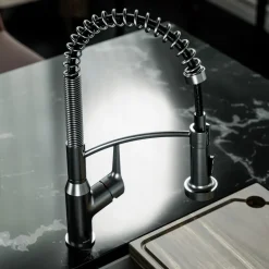 Karran Scottsdale Touchless Pull-Down Kitchen Faucet, Spot-Free Gunmetal Grey, Brass, KKF215SFGG