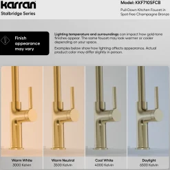 Karran Stalbridge 1.8 GPM Single Lever Lead-free Brass ADA Kitchen Faucet, Pull-Down, Spot-Free Champagne Bronze, KKF710SFCB