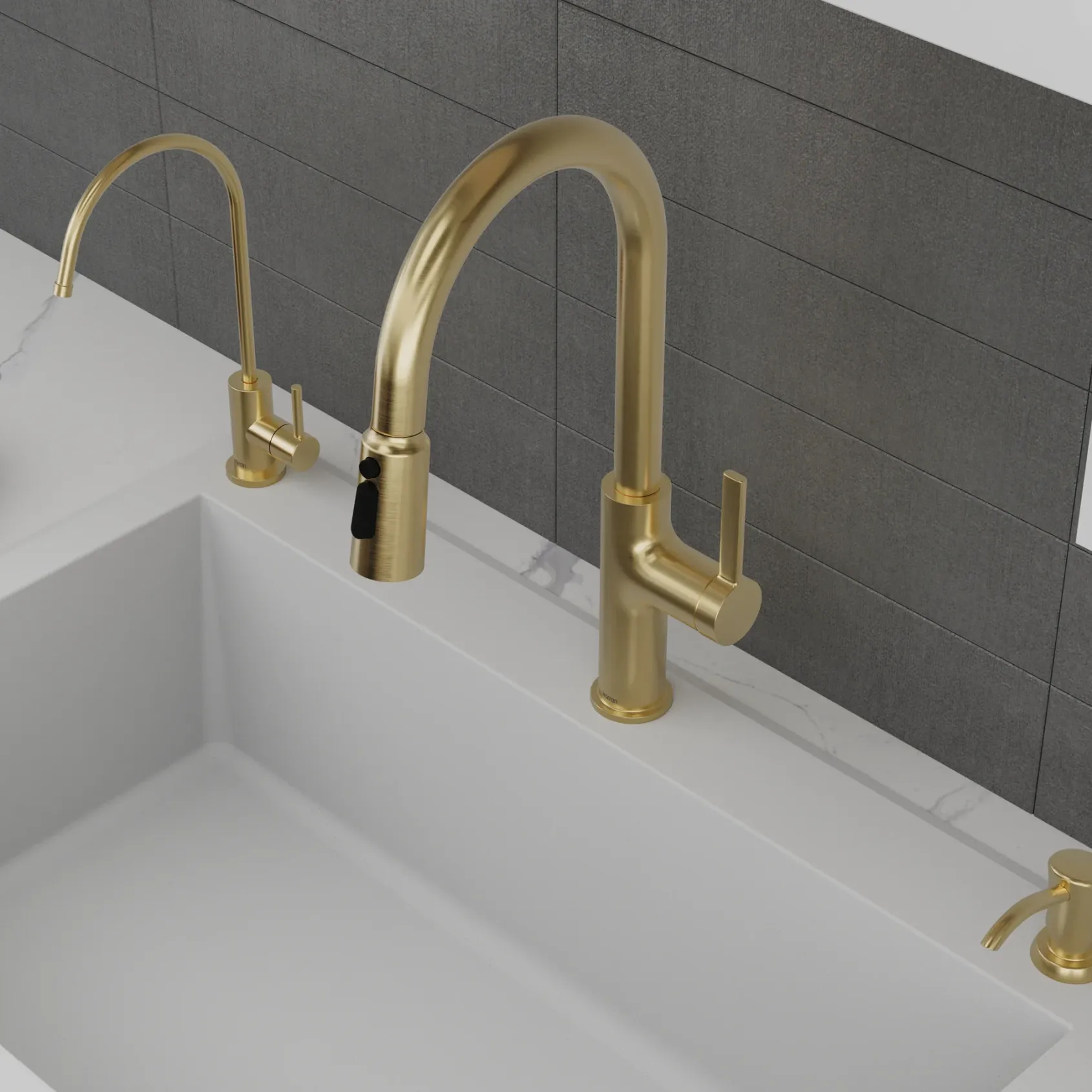 Karran Stalbridge 1.8 GPM Single Lever Lead-free Brass ADA Kitchen Faucet, Pull-Down, Spot-Free Champagne Bronze, KKF720SFCB
