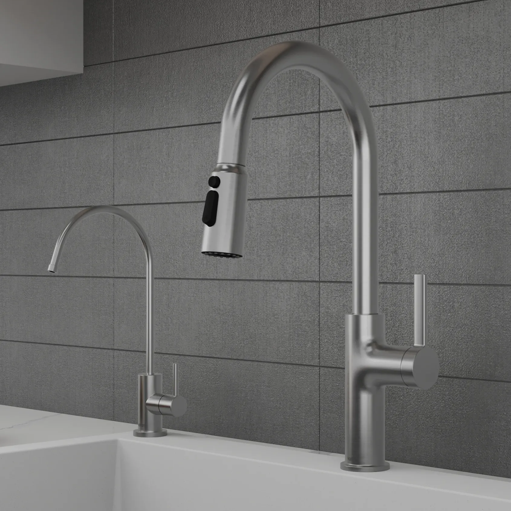 Karran Stalbridge 1.8 GPM Single Lever Lead-free Brass ADA Kitchen Faucet, Pull-Down, Spot Free Stainless Steel, KKF720SFSS