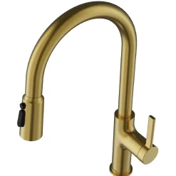 Karran Stalbridge 1.8 GPM Single Lever Lead-free Brass ADA Kitchen Faucet, Pull-Down, Spot-Free Brushed Gold, KKF720SFBG
