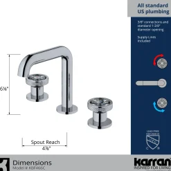 Karran Tryst 1.2 GPM Double Lever Handle Lead-free Brass Bathroom Faucet, Widespread, Chrome, KBF466C