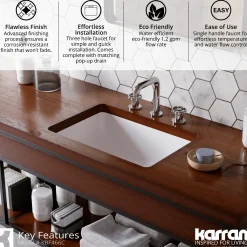 Karran Tryst 1.2 GPM Double Lever Handle Lead-free Brass Bathroom Faucet, Widespread, Chrome, KBF466C