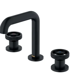 Karran Tryst 1.2 GPM Double Lever Handle Lead-free Brass Bathroom Faucet, Widespread, Matte Black, KBF466MB