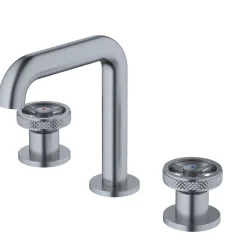 Karran Tryst 1.2 GPM Double Lever Handle Lead-free Brass Bathroom Faucet, Widespread, Stainless Steel, KBF466SS