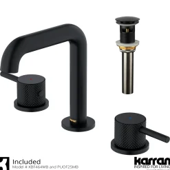 Karran Tryst 1.2 GPM Double Lever Handle Lead-free Brass ADA Bathroom Faucet, Widespread, Matte Black, KBF464MB
