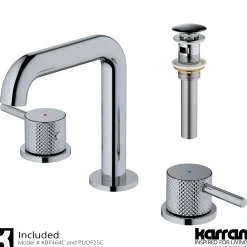 Karran Tryst 1.2 GPM Double Lever Handle Lead-free Brass ADA Bathroom Faucet, Widespread, Chrome, KBF464C