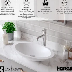 Karran Tryst 1.2 GPM Single Lever Handle Lead-free Brass ADA Bathroom Faucet, Vessel, Chrome, KBF462C