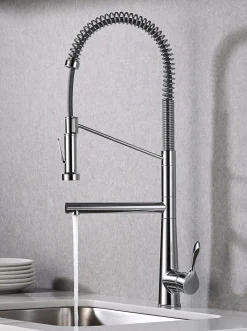 Karran Tumba Single Lever Handle Lead-free Brass ADA Kitchen Faucet, Pull Down, Chrome, KKF230C