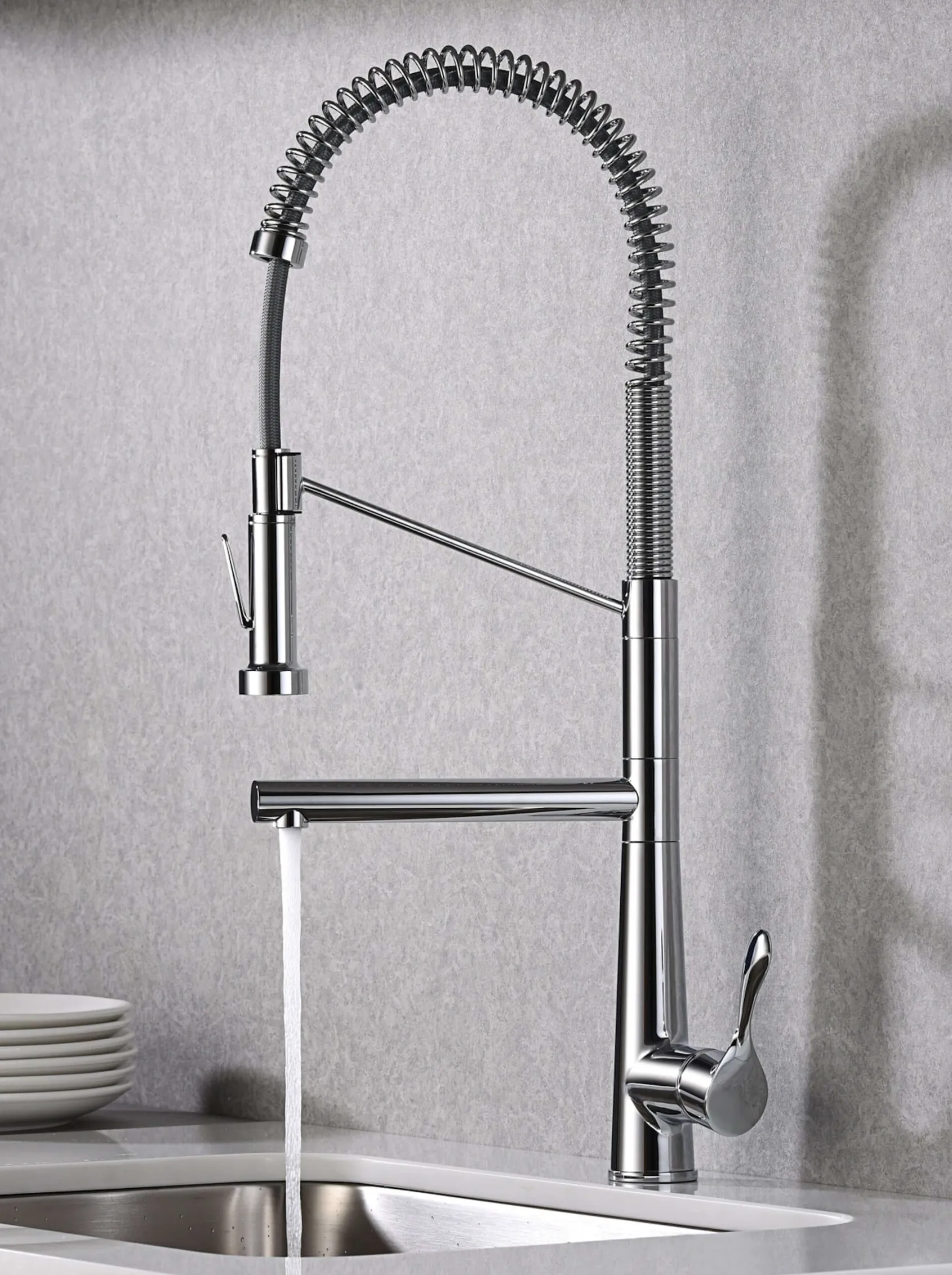 Karran Tumba Single Lever Handle Lead-free Brass ADA Kitchen Faucet, Pull Down, Chrome, KKF230C