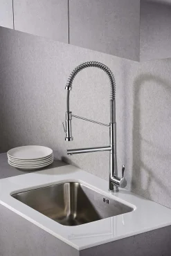 Karran Tumba Single Lever Handle Lead-free Brass ADA Kitchen Faucet, Pull Down, Chrome, KKF230C