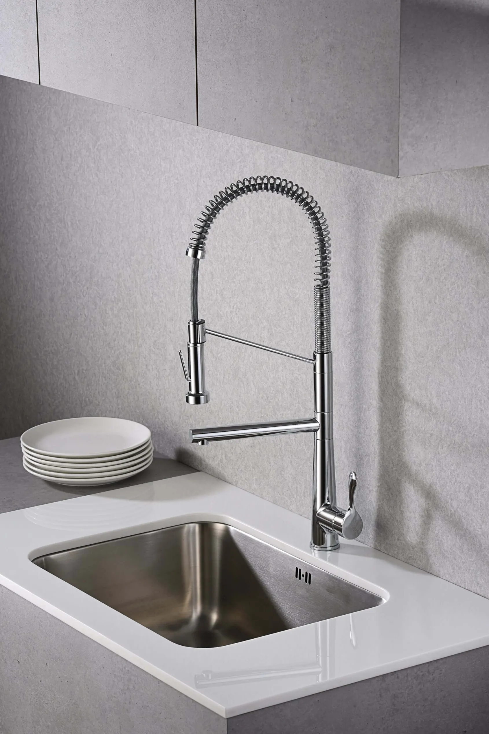 Karran Tumba Single Lever Handle Lead-free Brass ADA Kitchen Faucet, Pull Down, Chrome, KKF230C